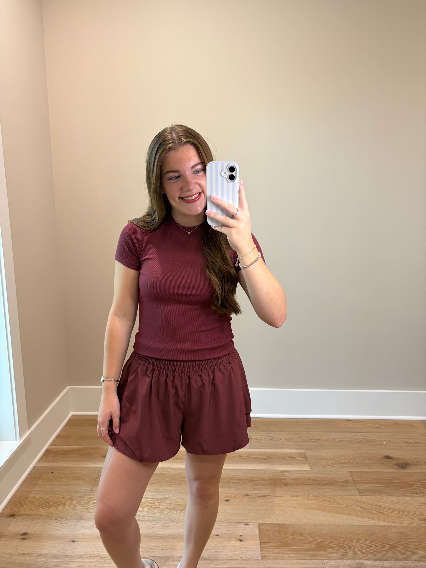 Breezy Flutter Athletic Shorts - Rosewood