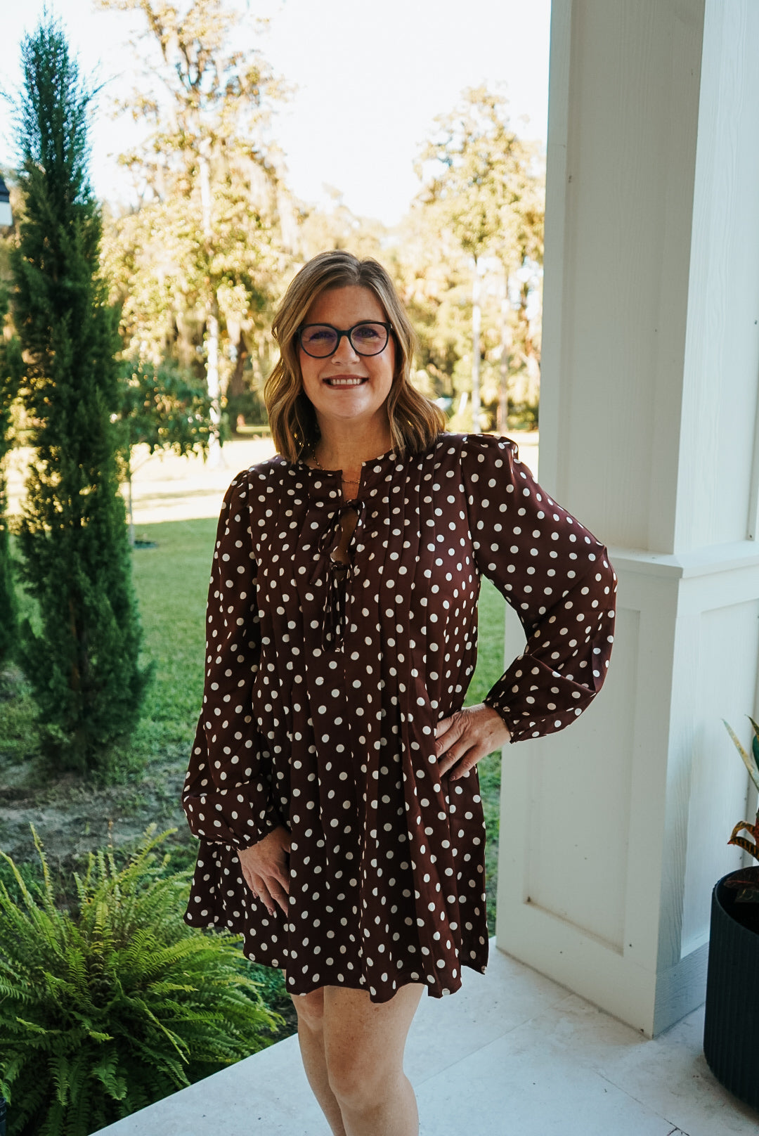 The Dottie Satin Mini Dress - Brown