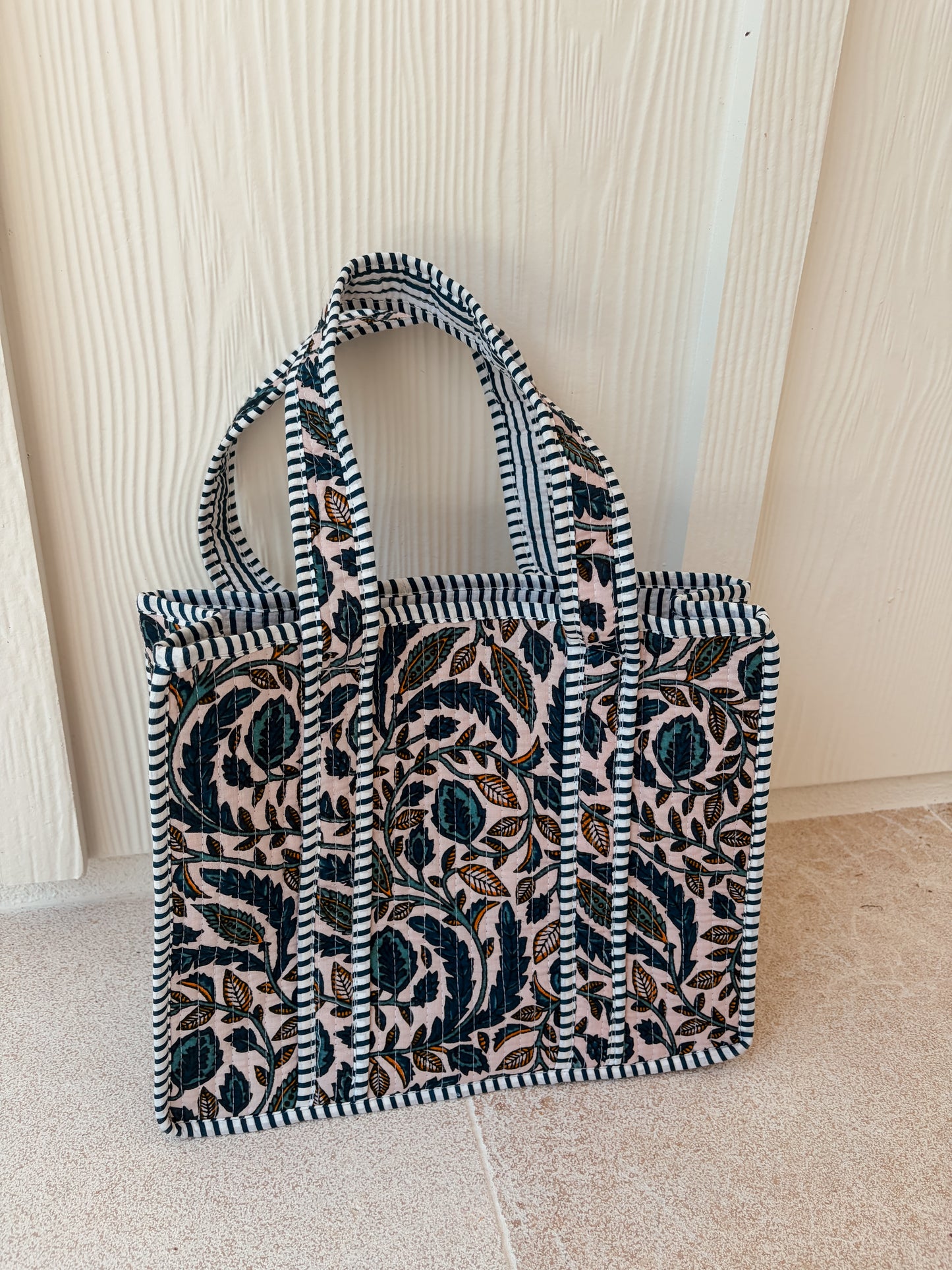 Mini Quilted Tote Bag - Autumn Vines