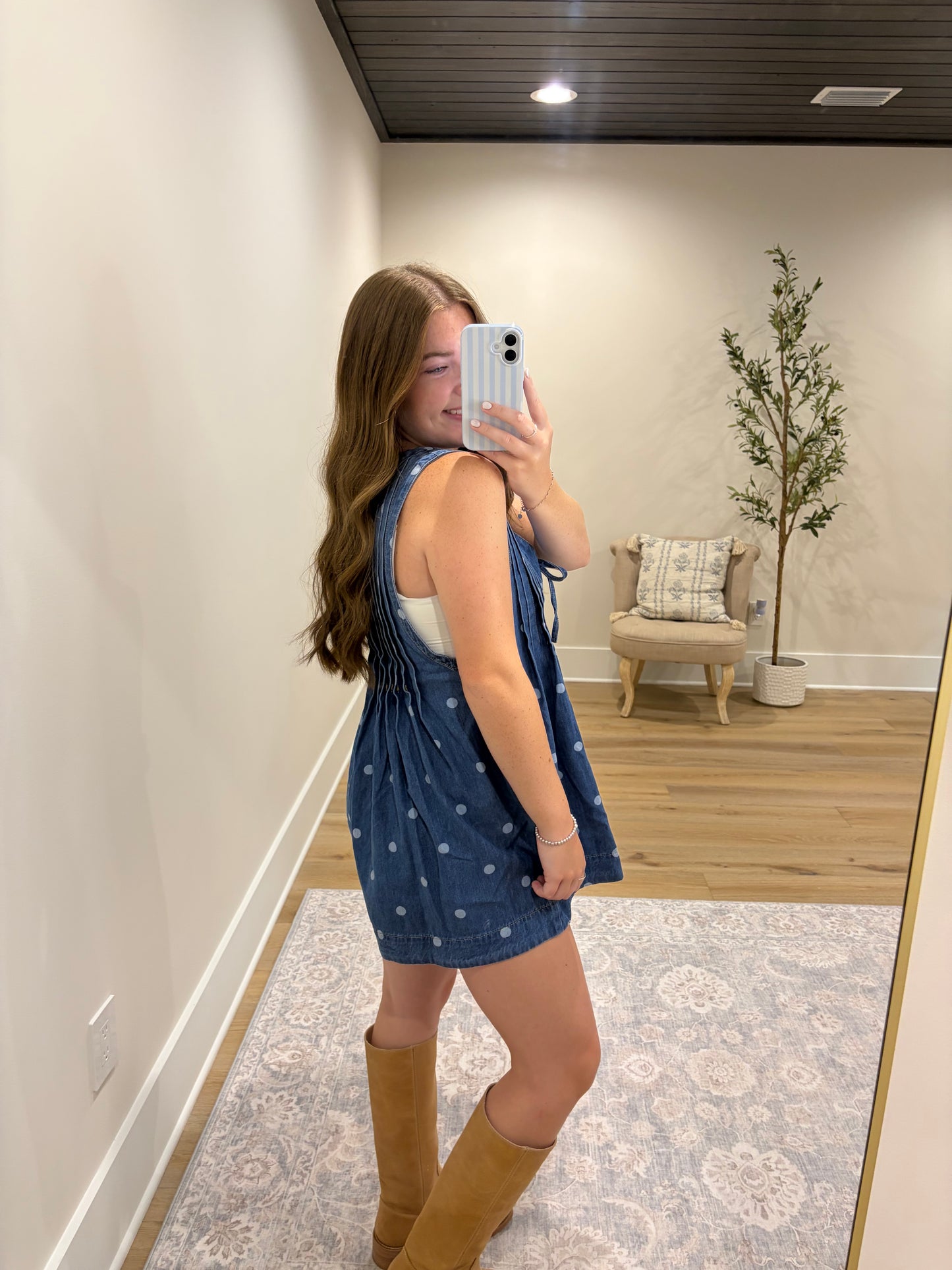 Bluebell Denim Polka Dot Romper
