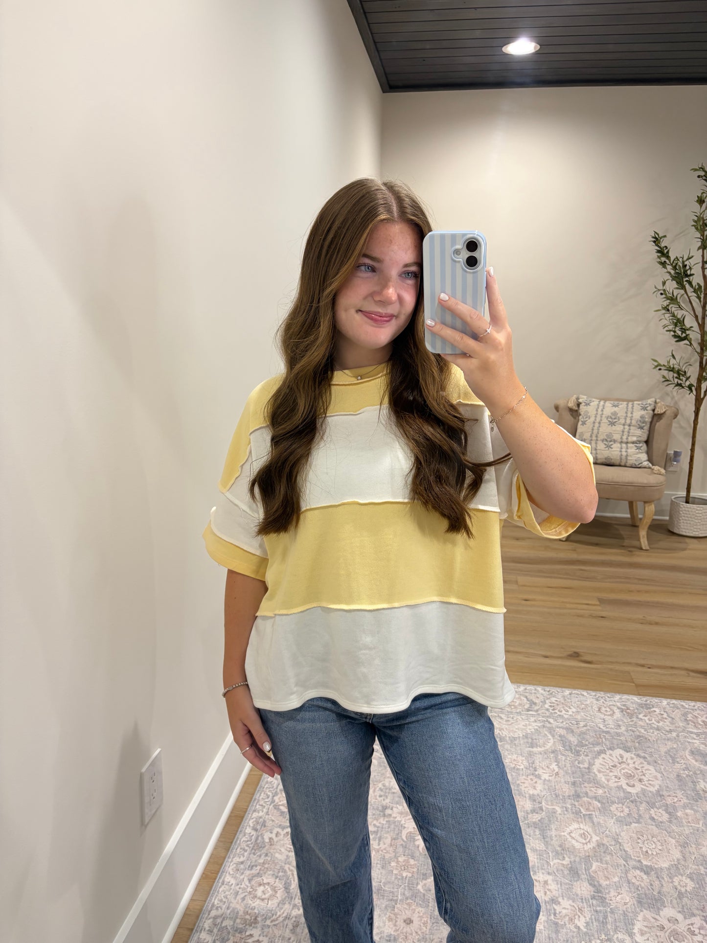 Classic Color Block Tee - Butter Yellow/White