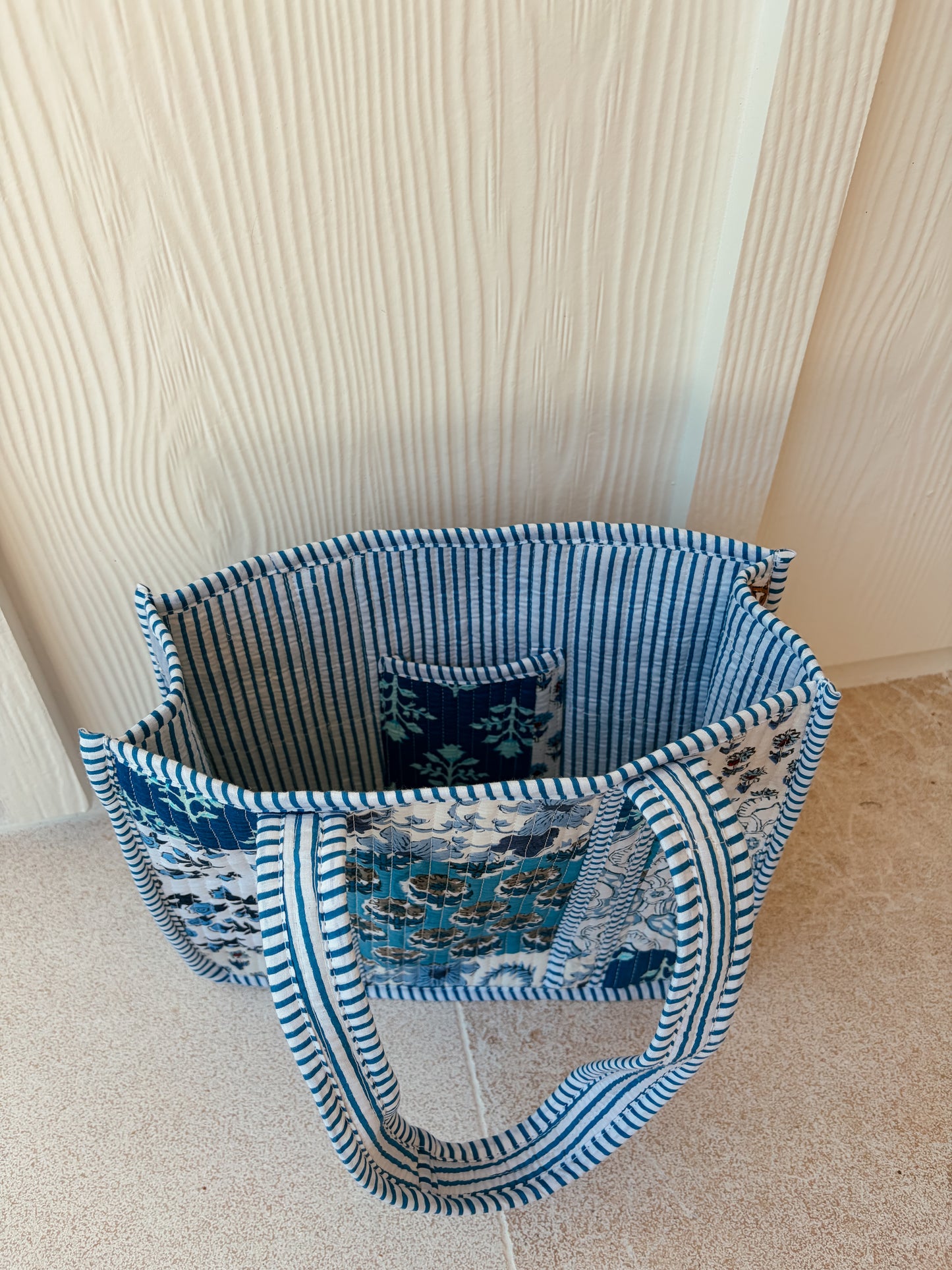 Mini Quilted Tote Bag - Blueberry Bloom