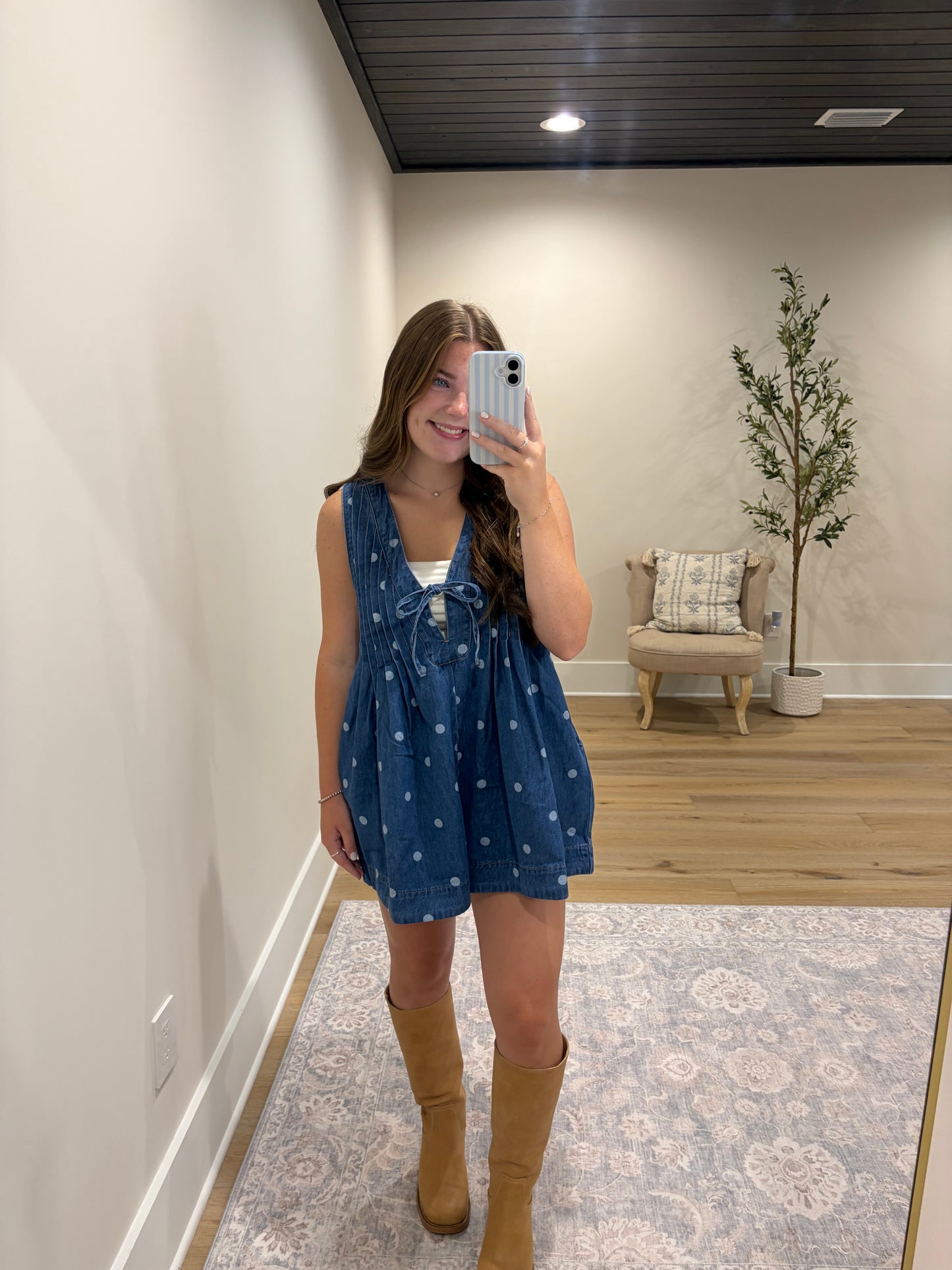 Bluebell Denim Polka Dot Romper