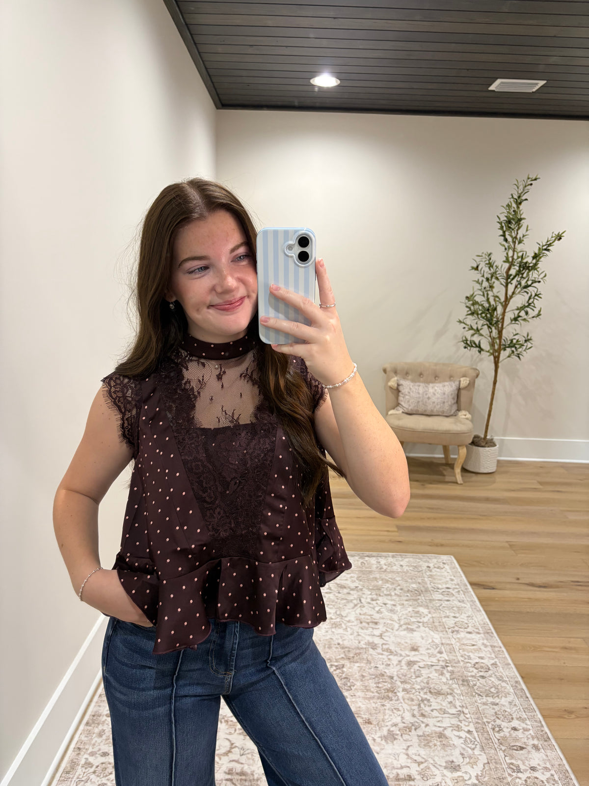 The Juliette Satin Lace Top - Burgundy/Light Pink
