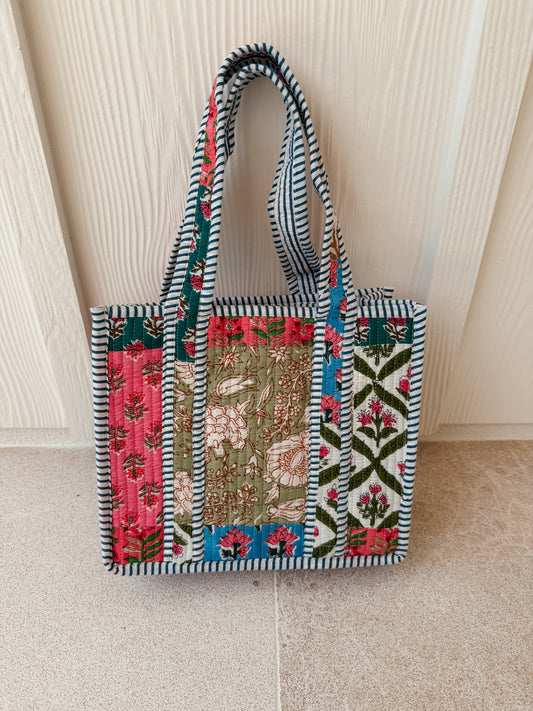 Mini Quilted Tote Bag - Garden Party