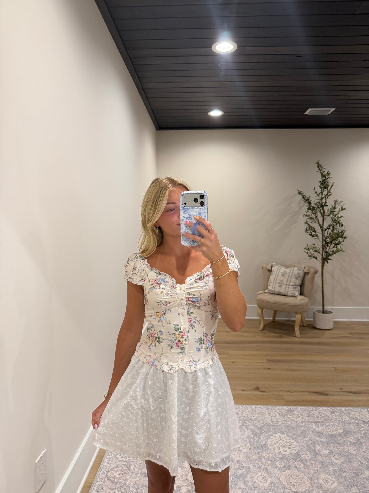 Eyelet Bloom Mini Dress