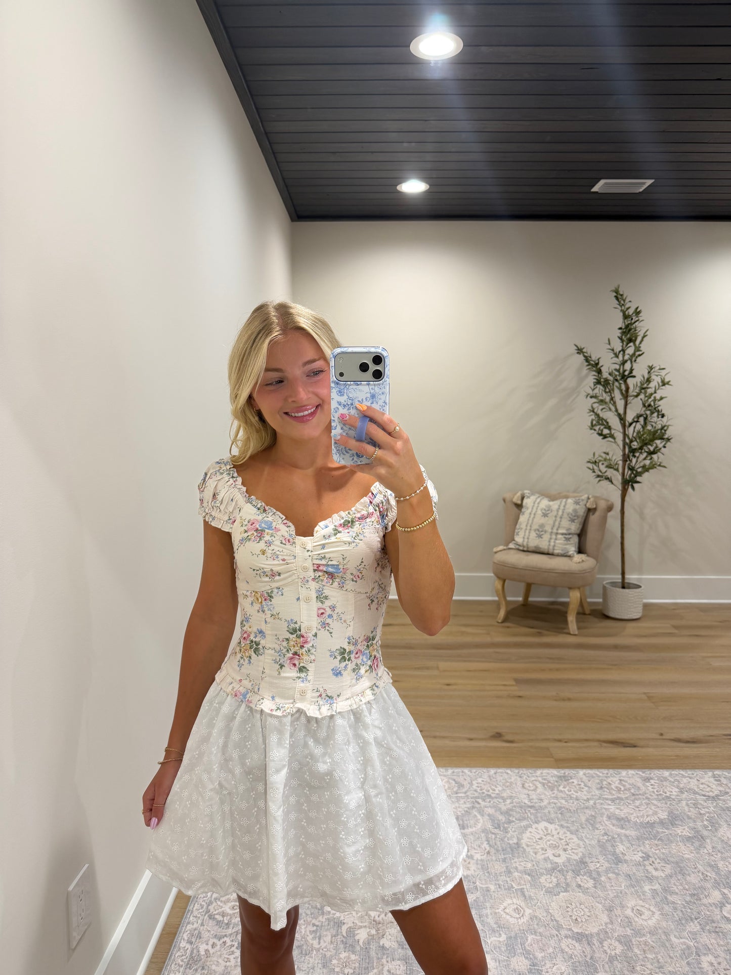 Eyelet Bloom Mini Dress
