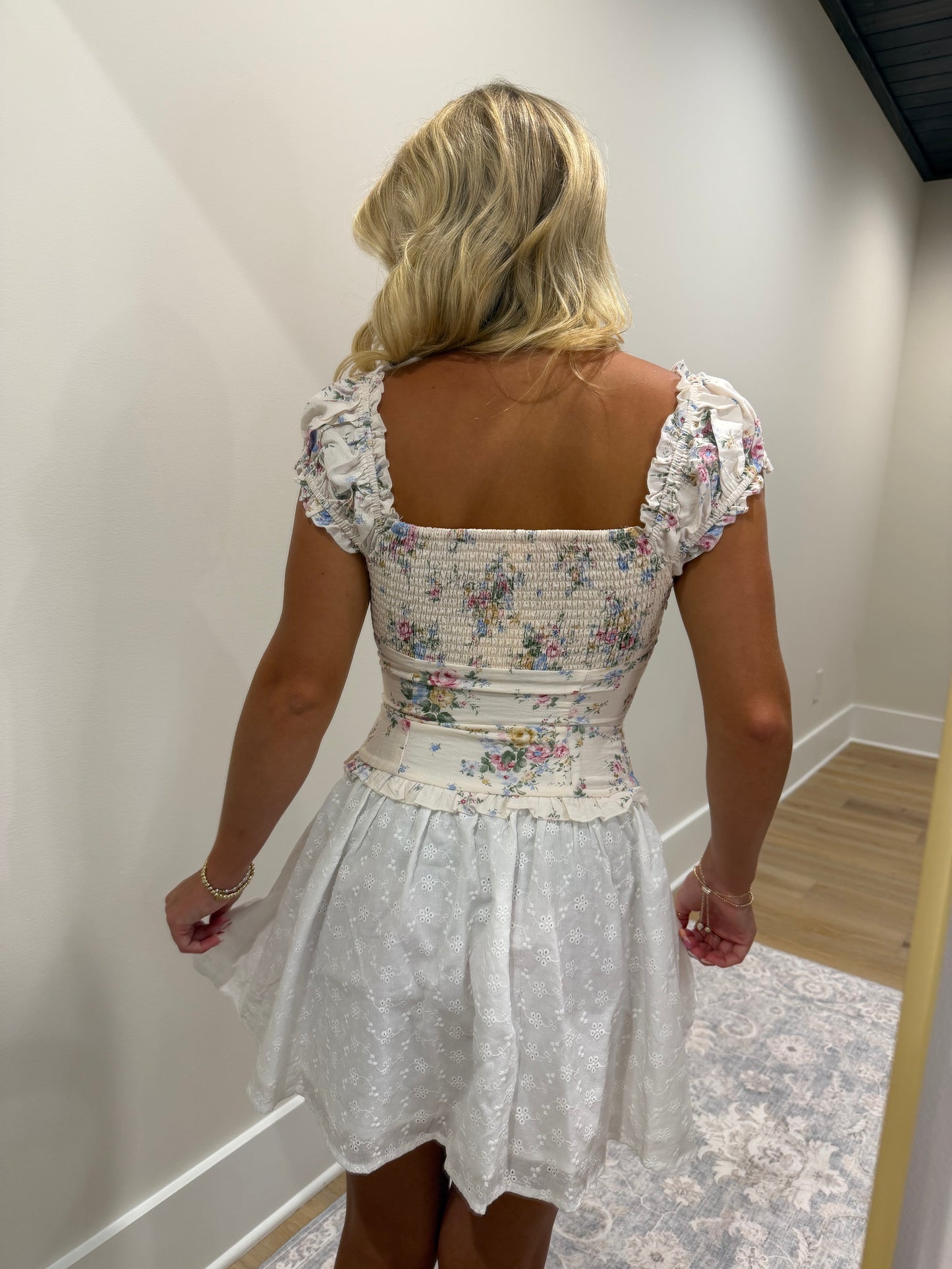 Eyelet Bloom Mini Dress