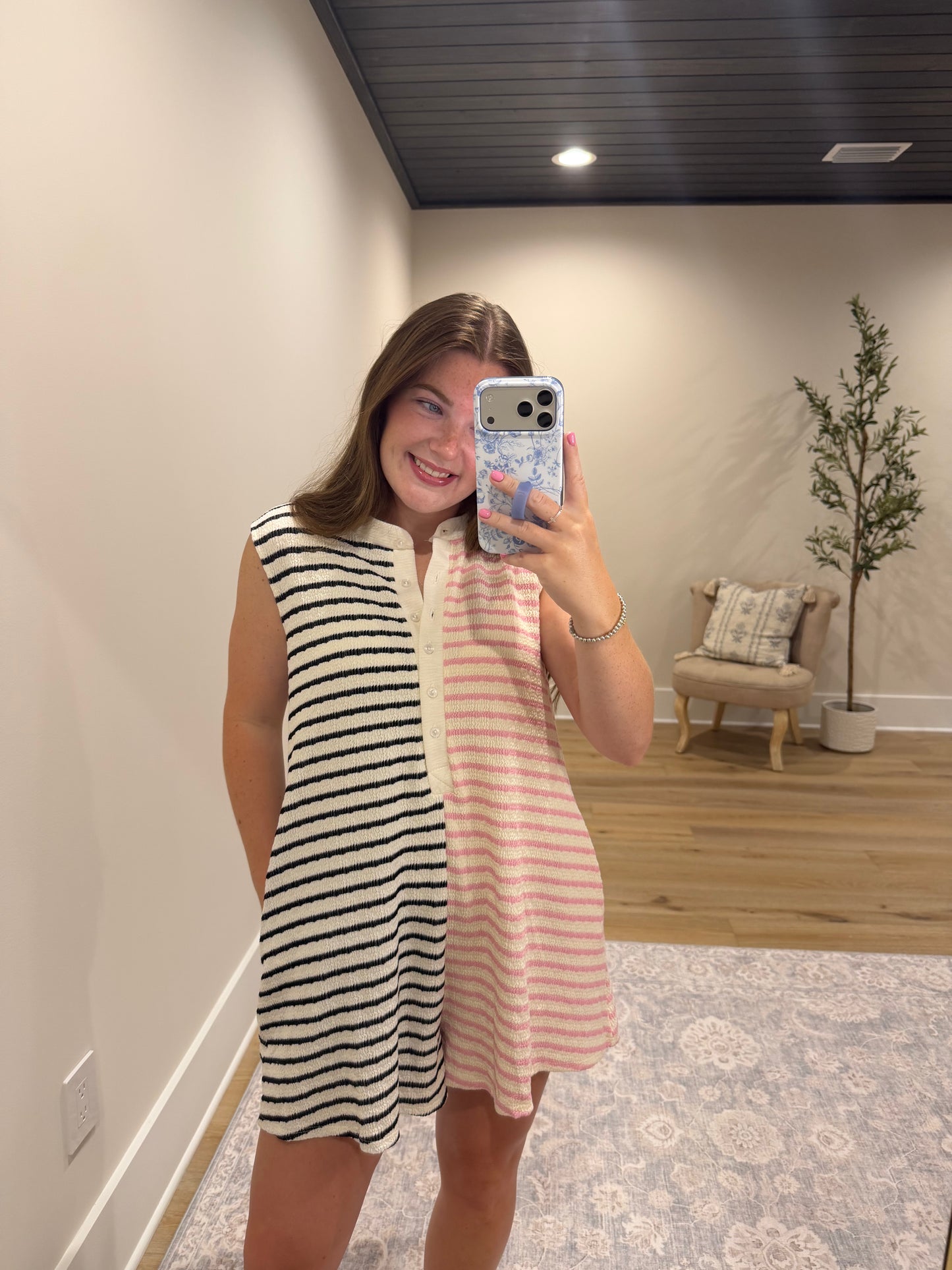 Two-Tone Stripe Knit Romper