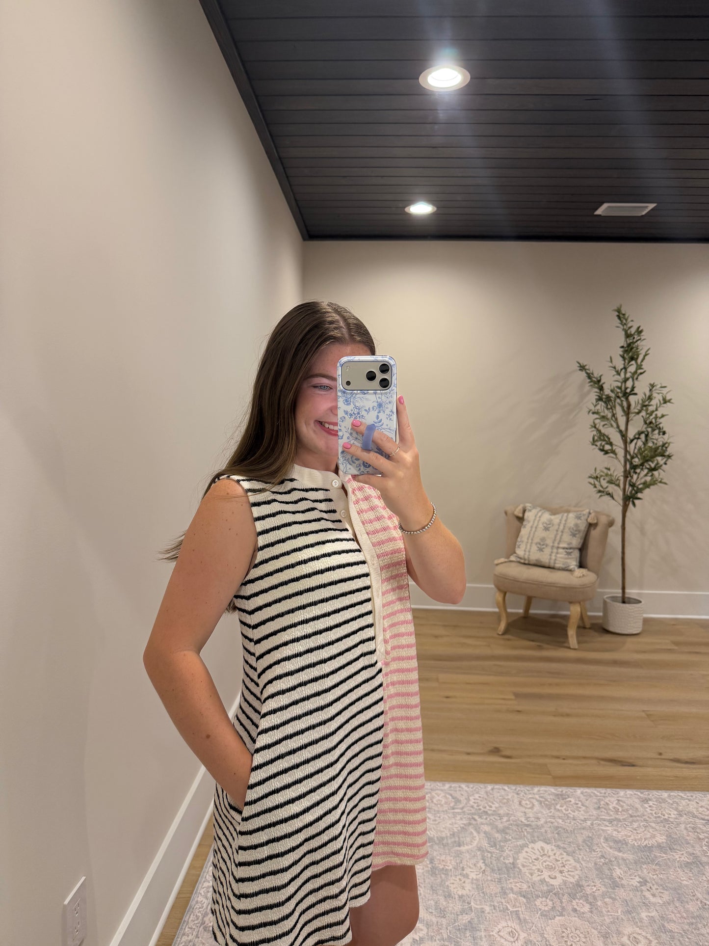 Two-Tone Stripe Knit Romper