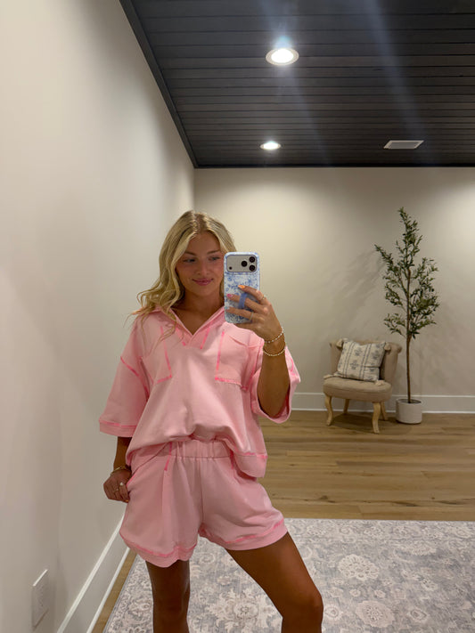 Bubblegum Stitch Detail Terry Lounge Set