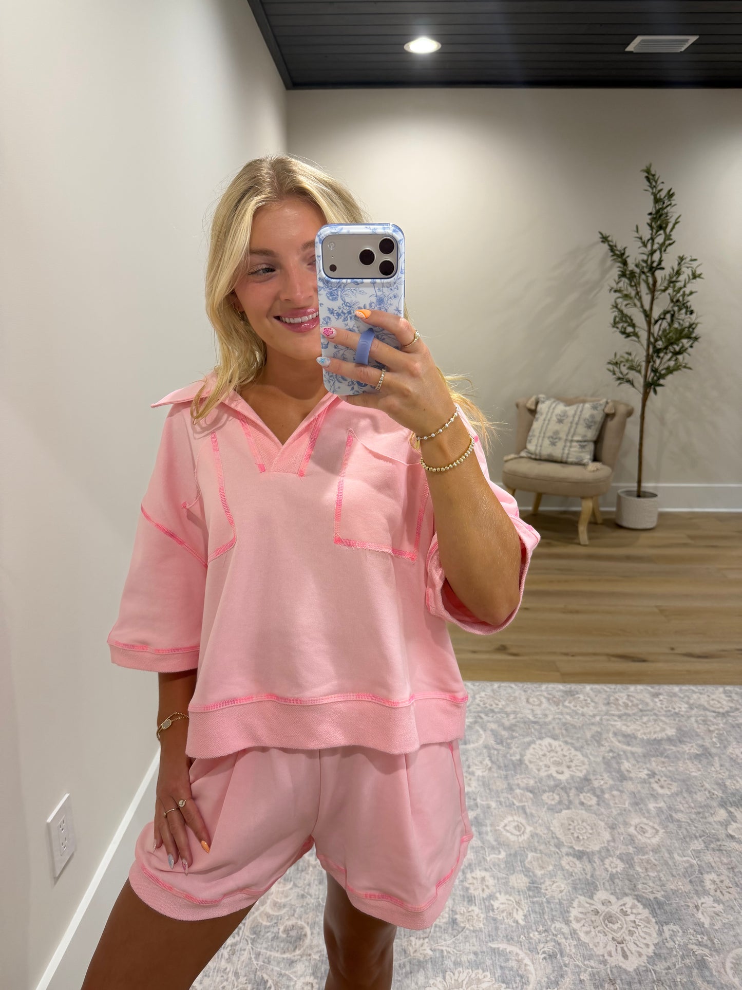 Bubblegum Stitch Detail Terry Lounge Set