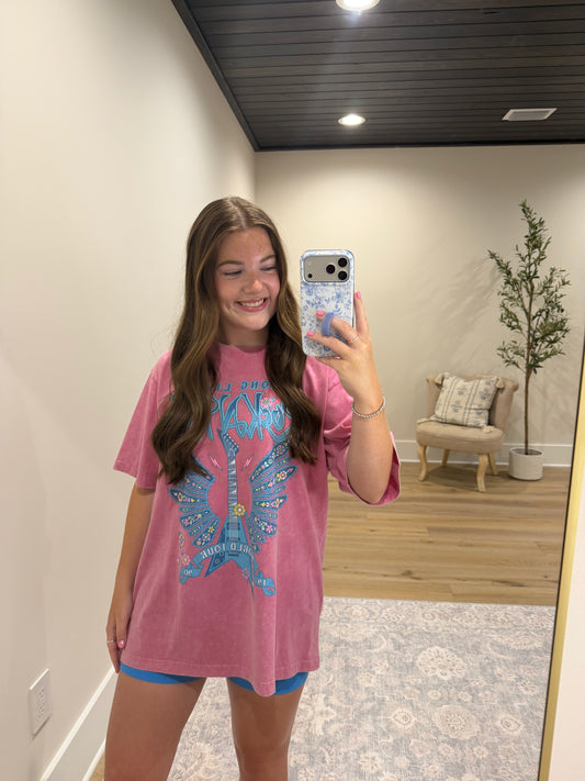 Long Live Rock N Roll Pink Graphic Tee