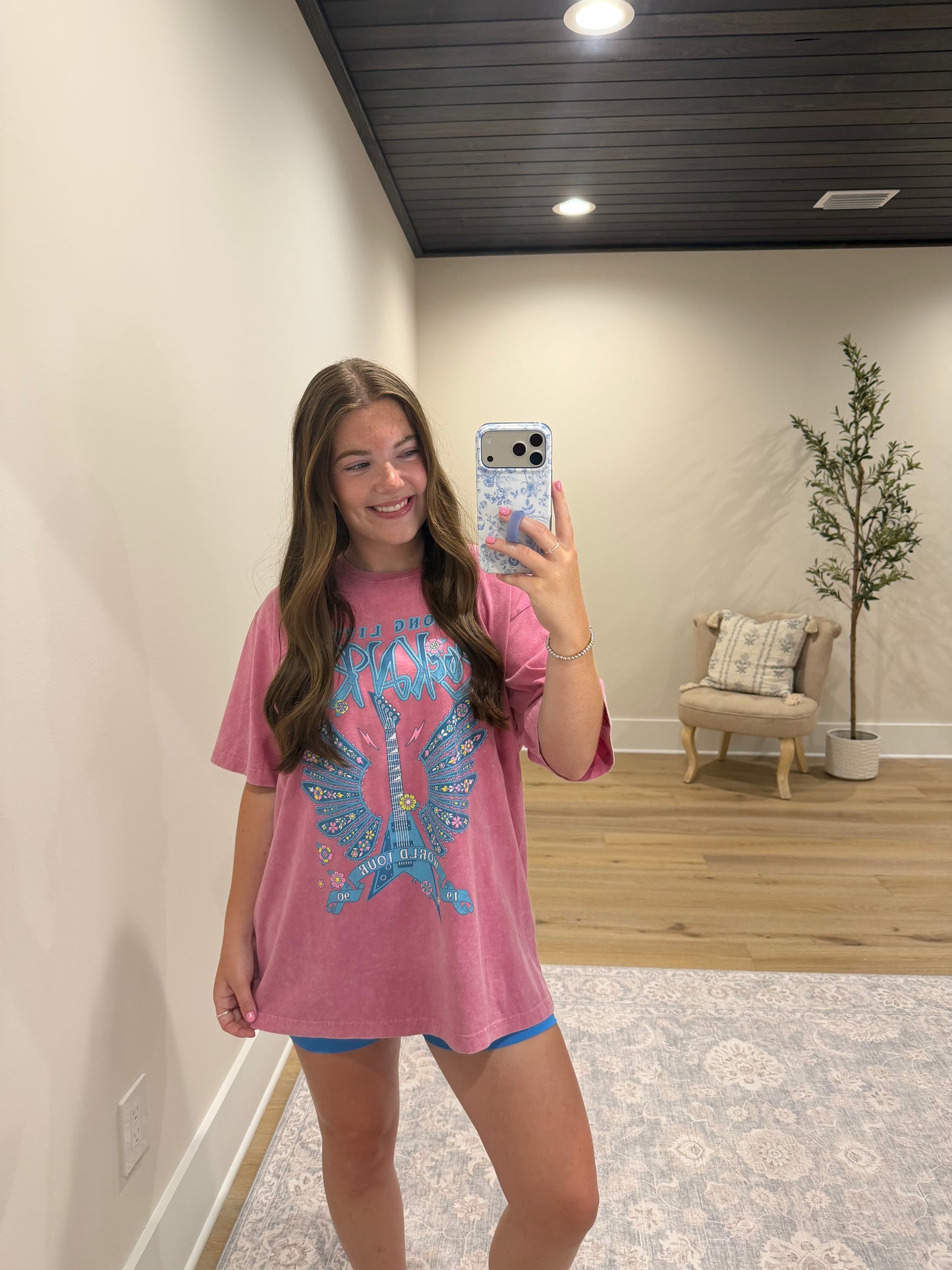 Long Live Rock N Roll Pink Graphic Tee