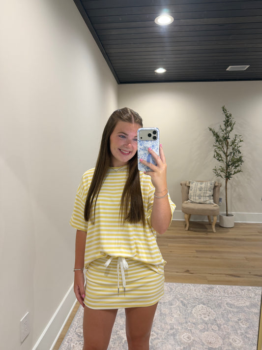 The Maisie Skort Set - Butter Yellow/White