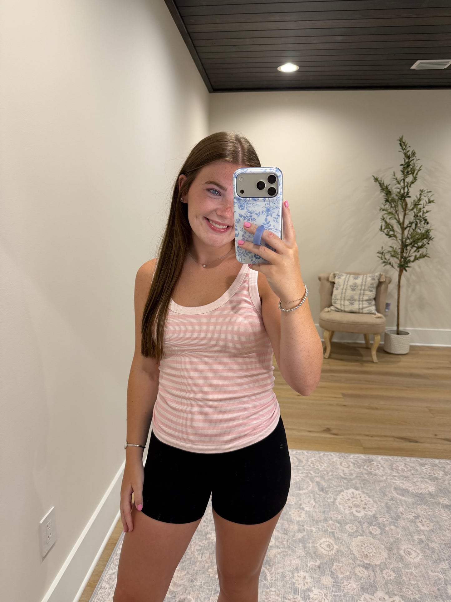 Double Take Ribbed Tank - Pink
