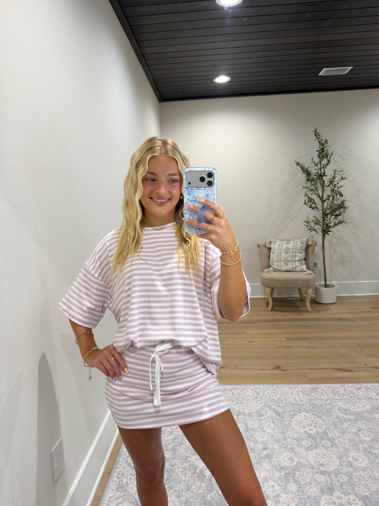 The Maisie Skort Set - Mauve Pink/White