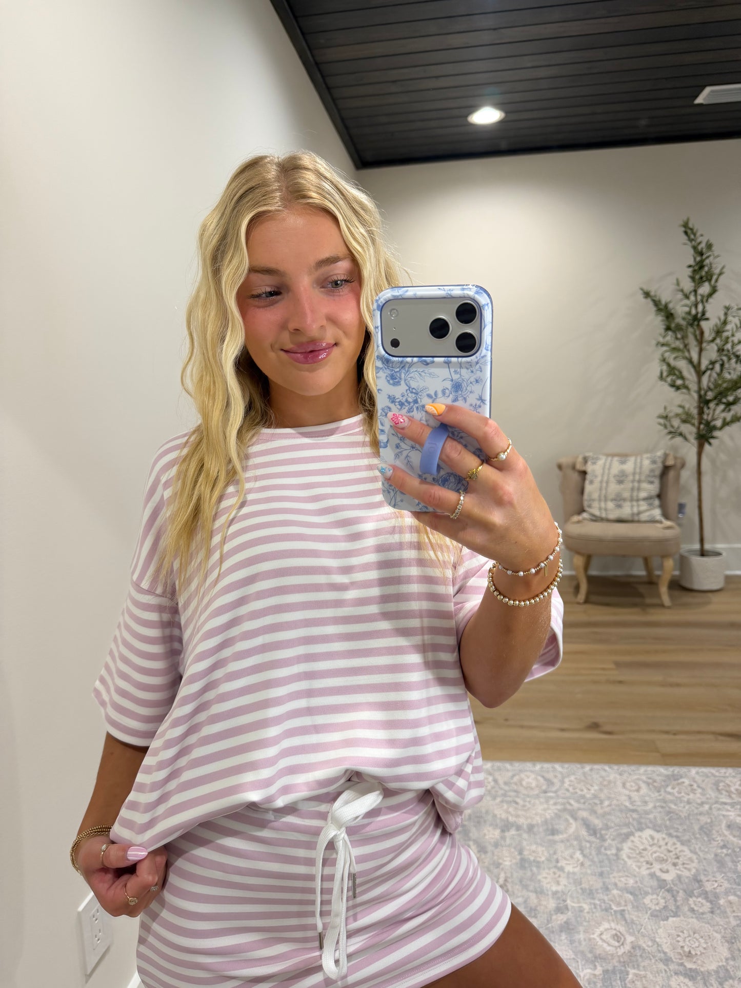 The Maisie Skort Set - Mauve Pink/White